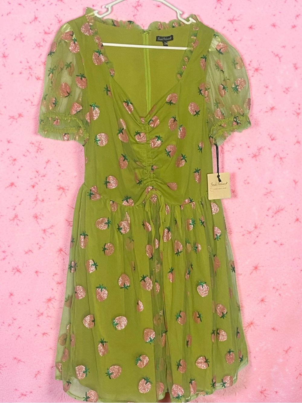 NWT Smak Parlour Strawberry Avocado Green Tulle Dress L